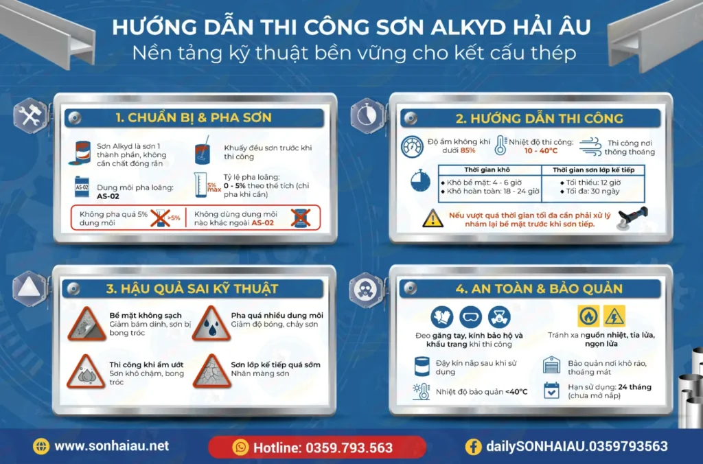 Hướng dẫn chi tiết thi công sơn alkyd hải âu