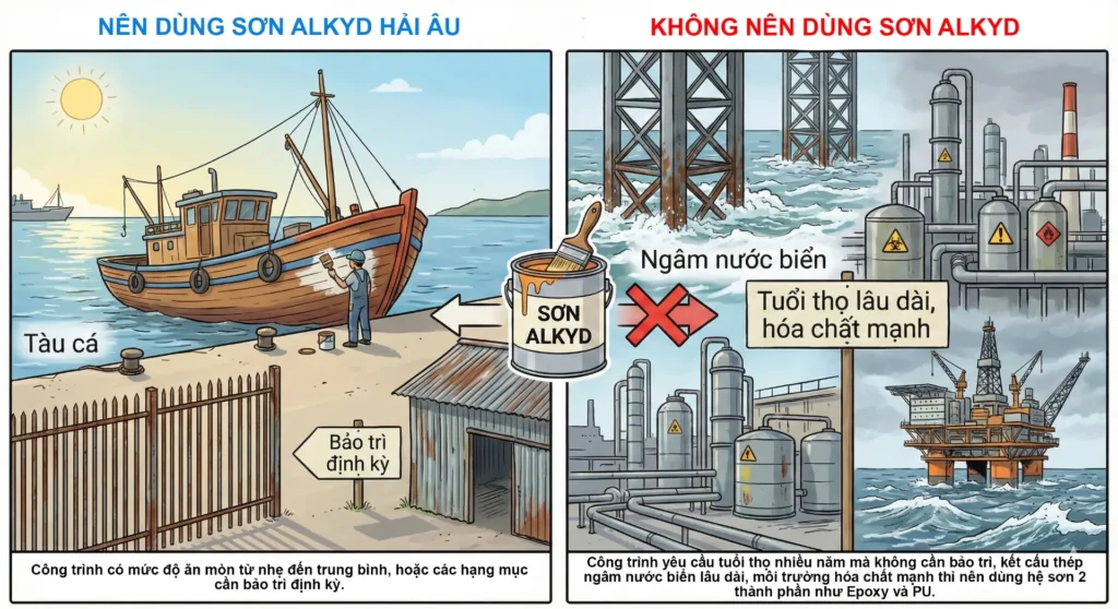 Khi nào nên dùng và khi nào không nên dùng sơn alkyd hải âu