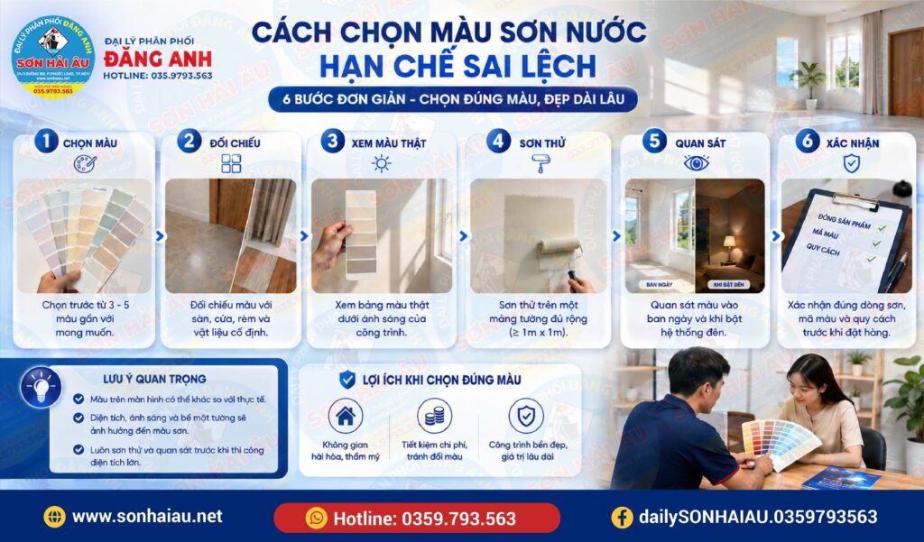 Quy trình 6 bước chọn màu sơn nước hạn chế sai lệch khi thi công