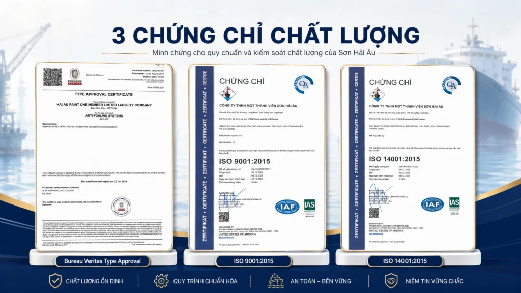 3 chứng chỉ chất lượng giúp Sơn Hải Âu giữ vững phẩm chất sơn quân đội