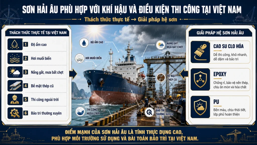 Infographic Sơn Hải Âu phù hợp với khí hậu và điều kiện thi công tại Việt Nam
