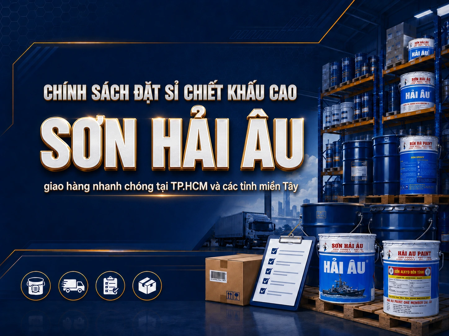 Chính sách đặt sỉ Sơn Hải Âu chiết khấu cao, giao hàng tại TP.HCM và các tỉnh miền Tây