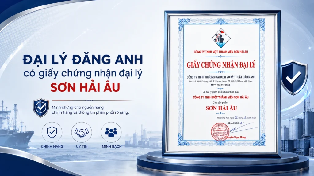 Đại lý Đăng Anh có giấy chứng nhận đại lý Sơn Hải Âu do Công ty TNHH Một Thành Viên Sơn Hải Âu cấp